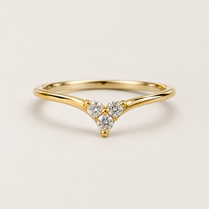 Chevron Diamond Ring in Gold - product view