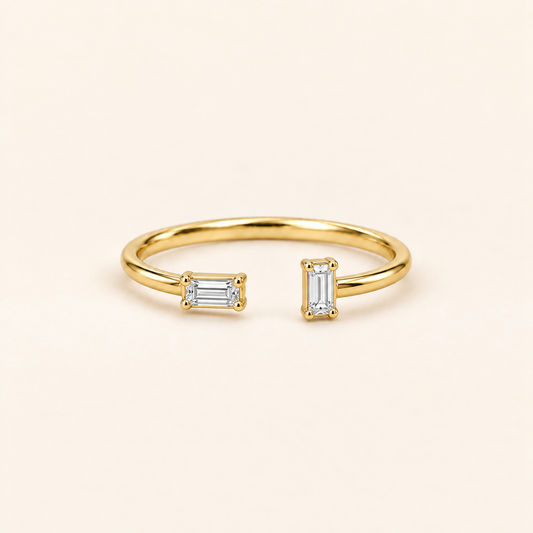 Open Baguette Diamond Ring in Gold