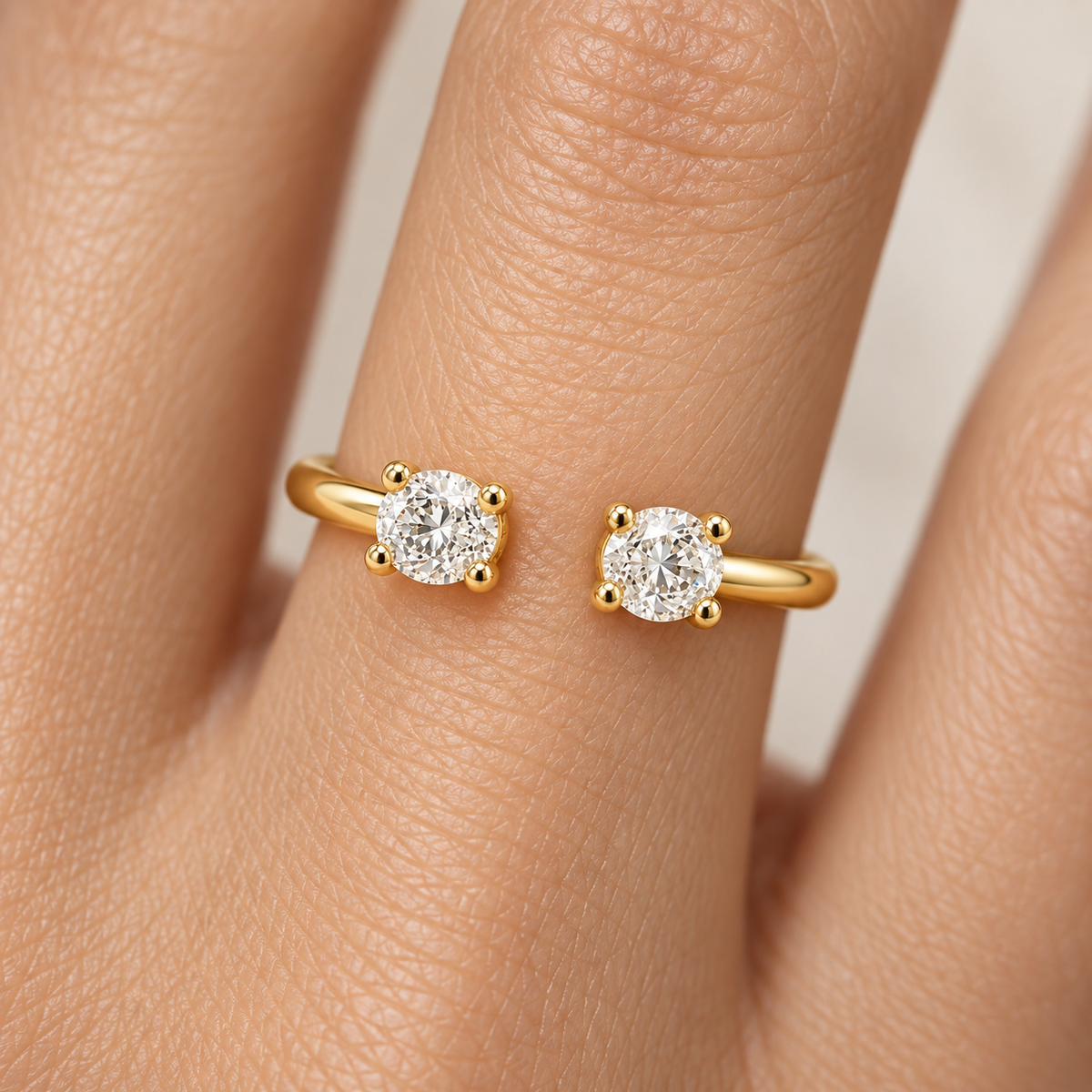 Open Round Diamond Ring in Gold