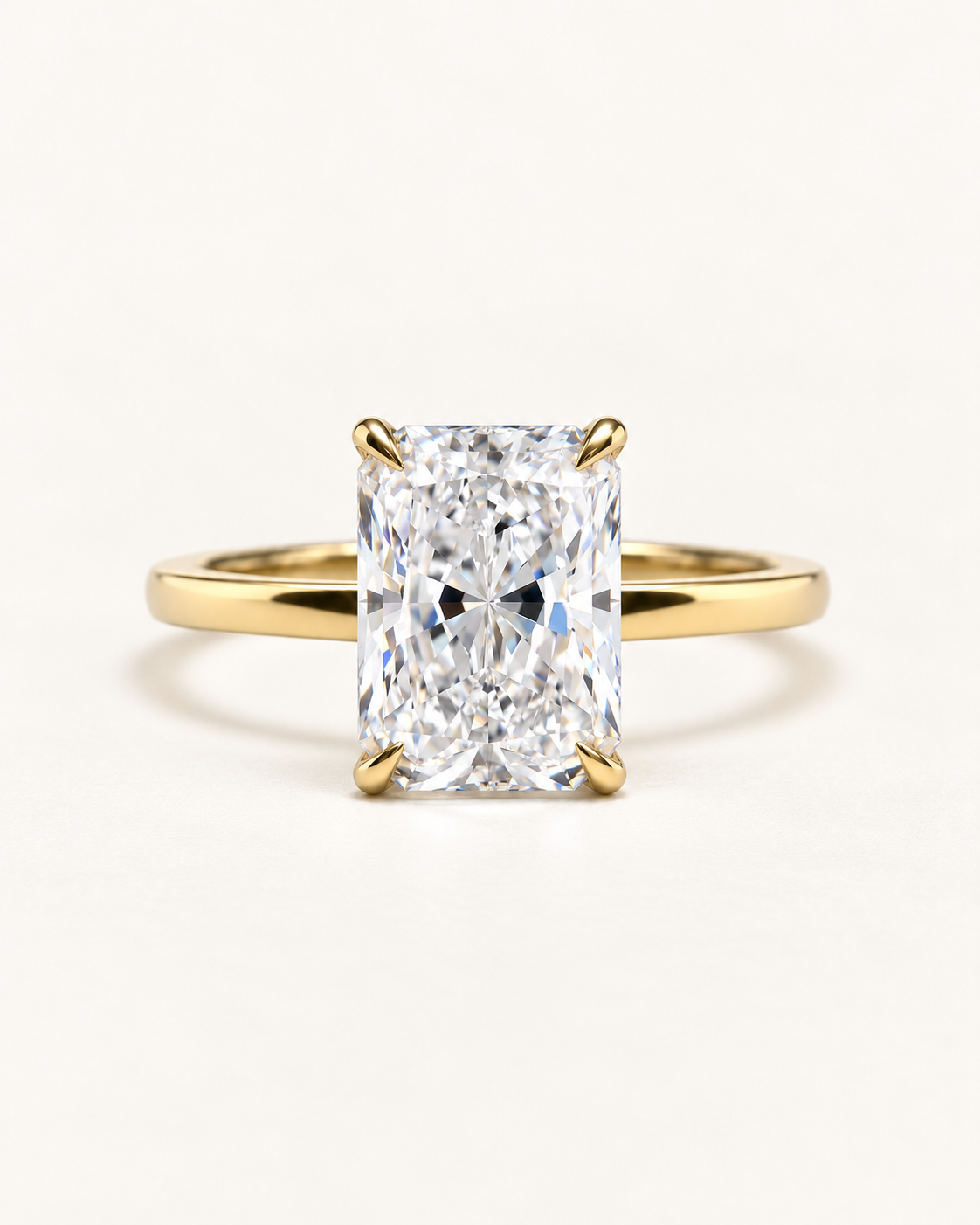 Radiant Cut Diamond Ring with Hidden Halo