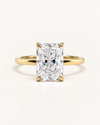 Radiant Cut Diamond Ring with Hidden Halo