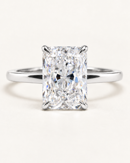 Radiant Cut Diamond Ring with Hidden Halo