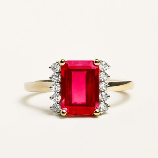 Emerald-cut Ruby Engagement Ring