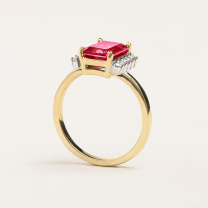 Emerald-cut Ruby Engagement Ring With Diamond Accents