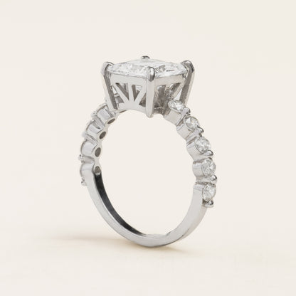 Shared Prongs Princess Cut Engagement Ring Side View
