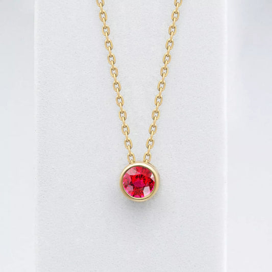 Solitaire Bezel Ruby Necklace