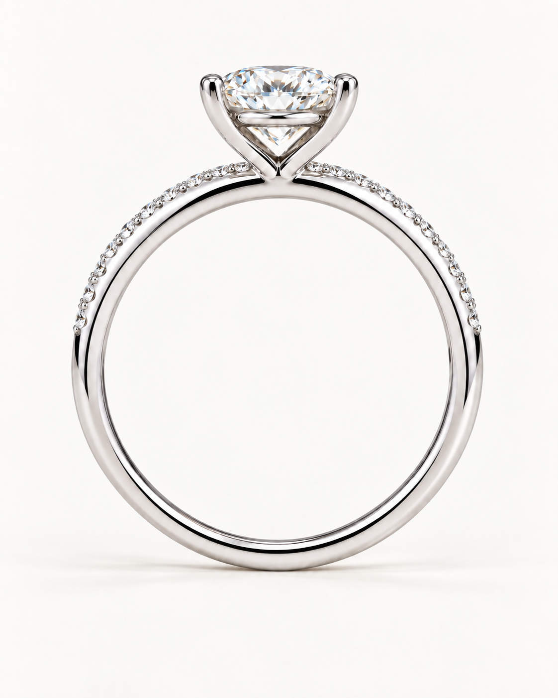 Round Cut Pavé Solitaire Engagement Ring