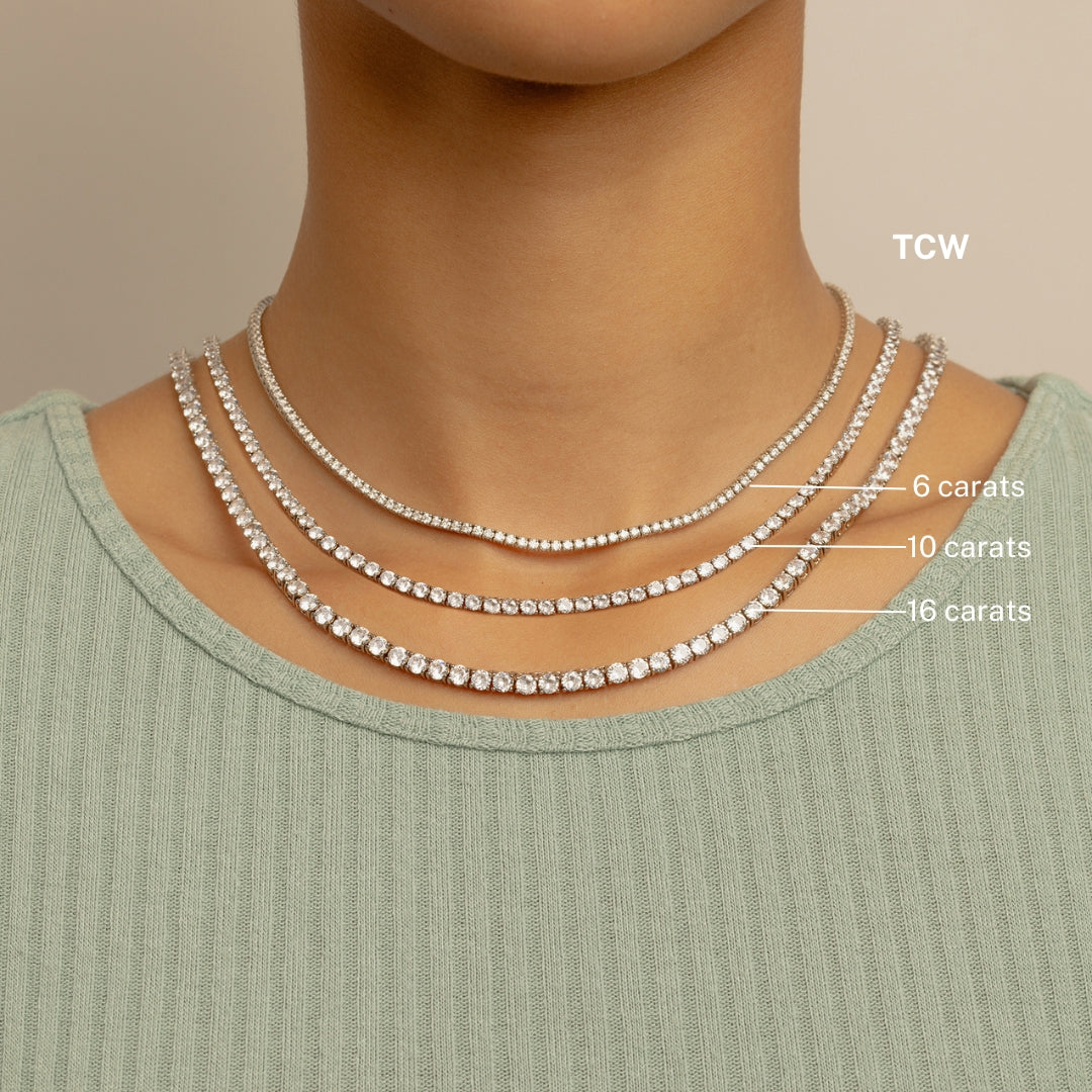 Lab-Created Diamond Tennis Necklace 5 ct tw 14K Yellow Gold | Jared