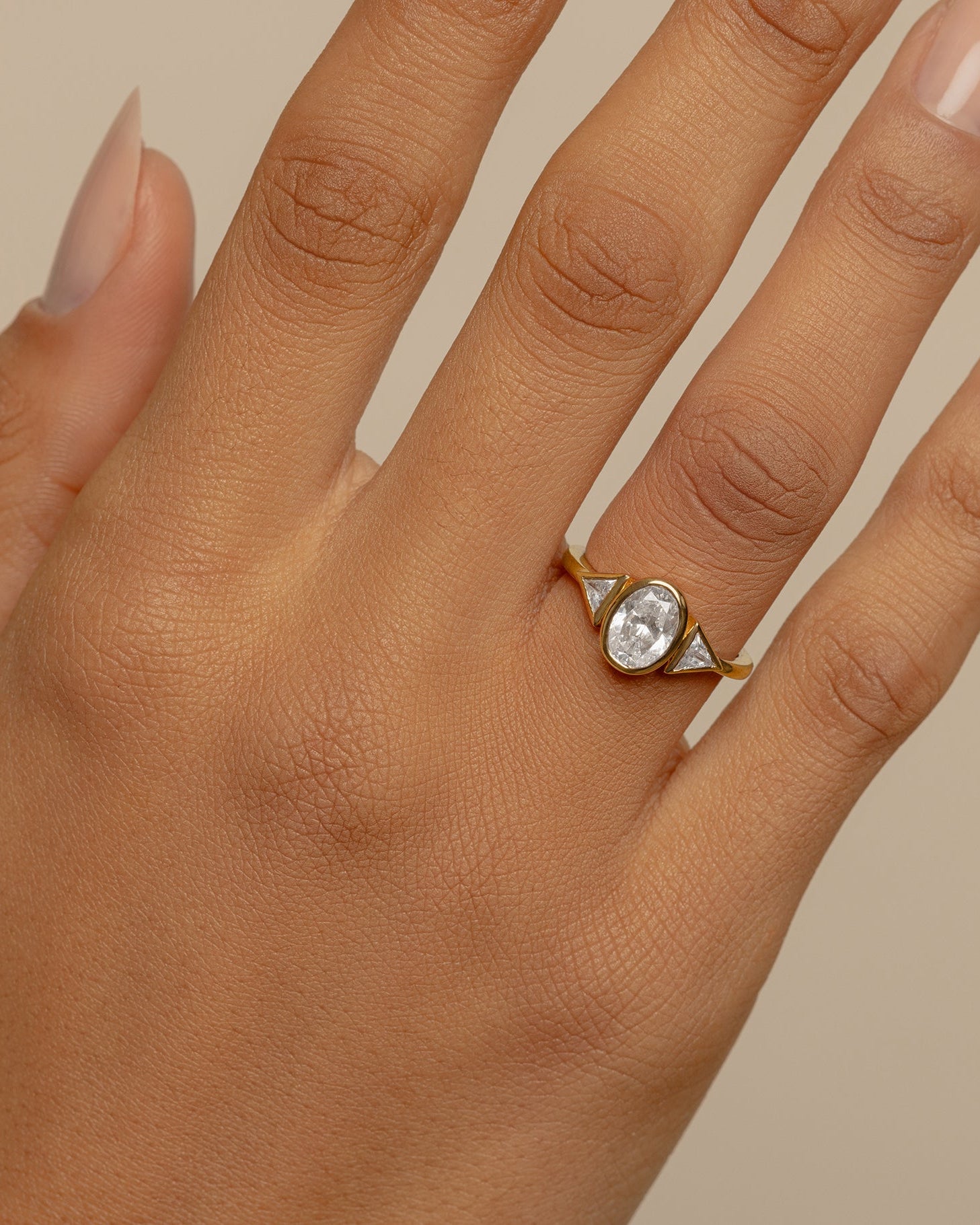 Ring With Trillion Side Stones Trillion Wedding Ring Oval Cut