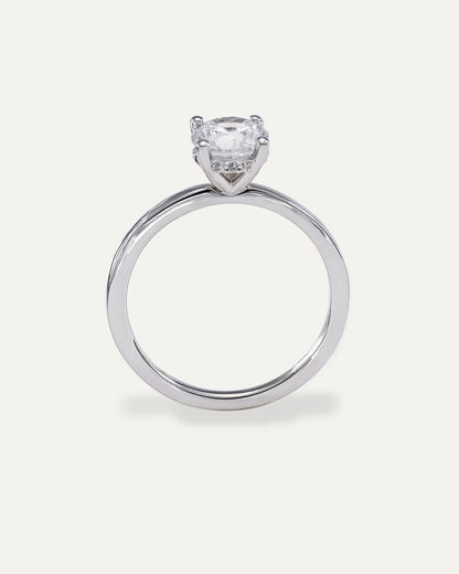 Round cut diamond engagement ring with hidden halo