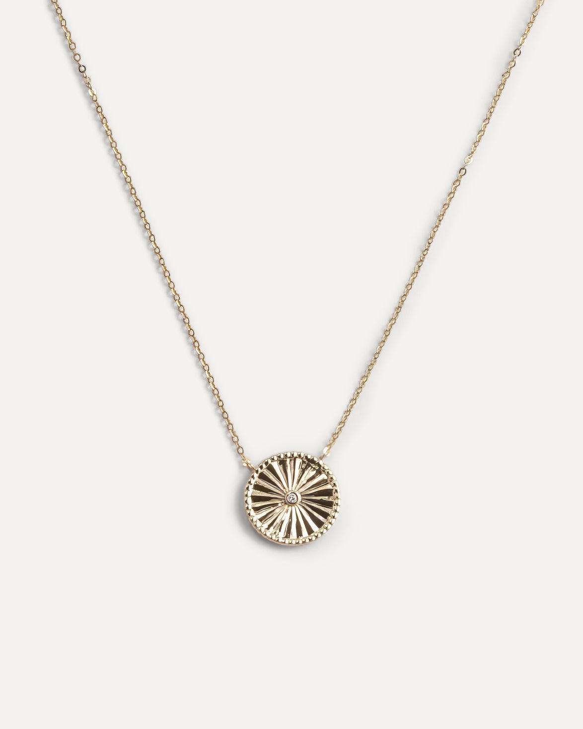 Bezel diamond Disc Necklace