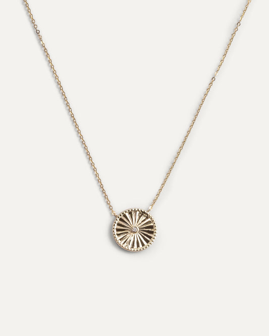 Bezel diamond Disc Necklace