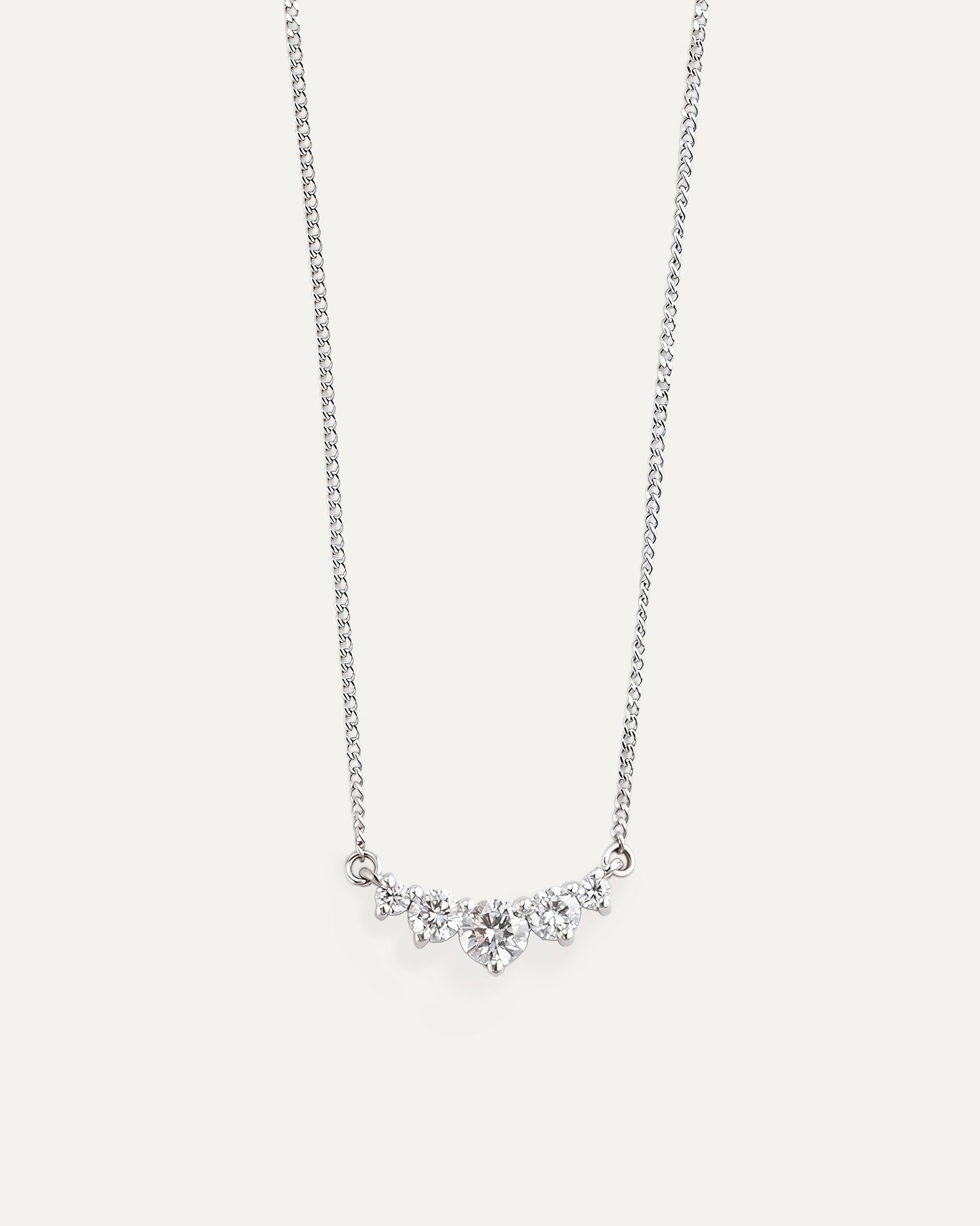Arc necklace with 5 diamonds (Ready-to-ship)
