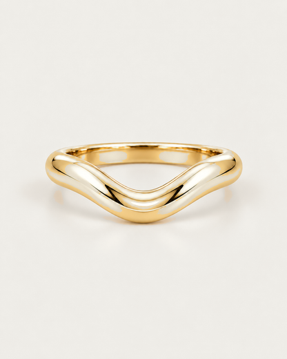 Curved 3mm Gold Wedding Band