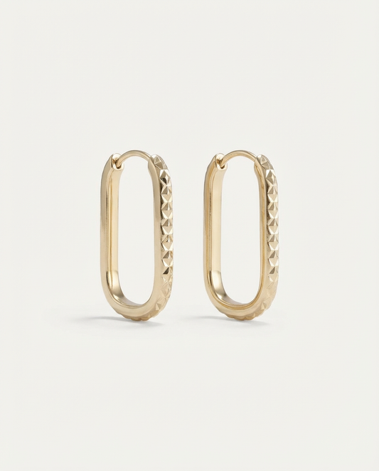 Textured "diamond cut" square hoop earrings (Ready-to-ship)