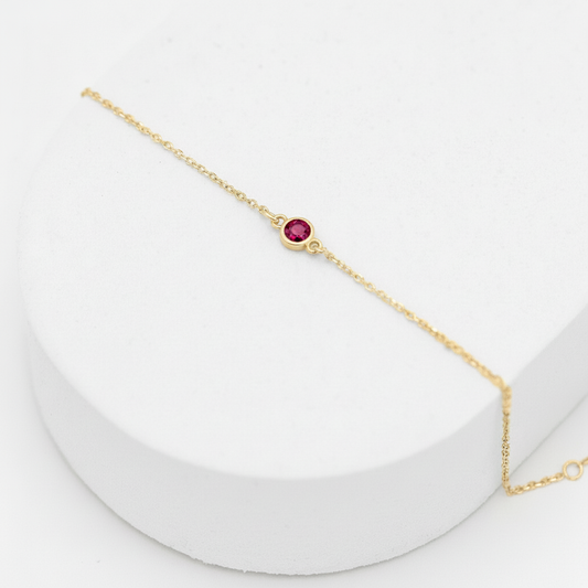 Bezel Ruby Bracelet (Ready-to-ship)