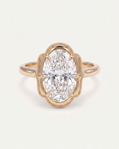 Vintage Oval Halo Engagement Ring