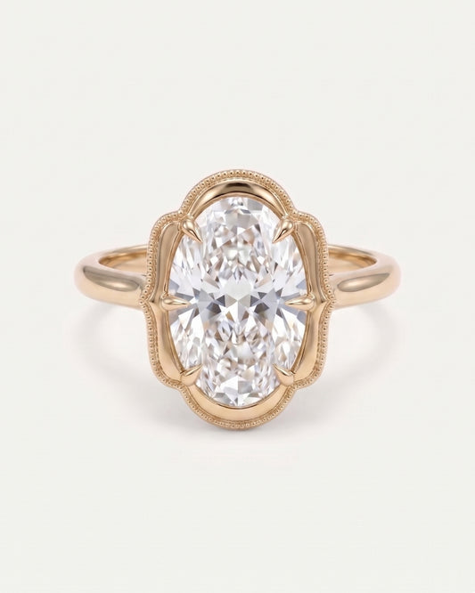 Vintage Oval Halo Engagement Ring