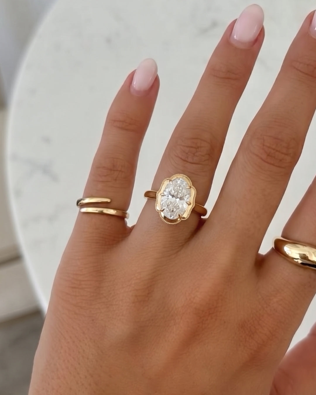 Vintage Oval Halo Engagement Ring