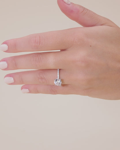 Round Pavé Engagement Ring On Body