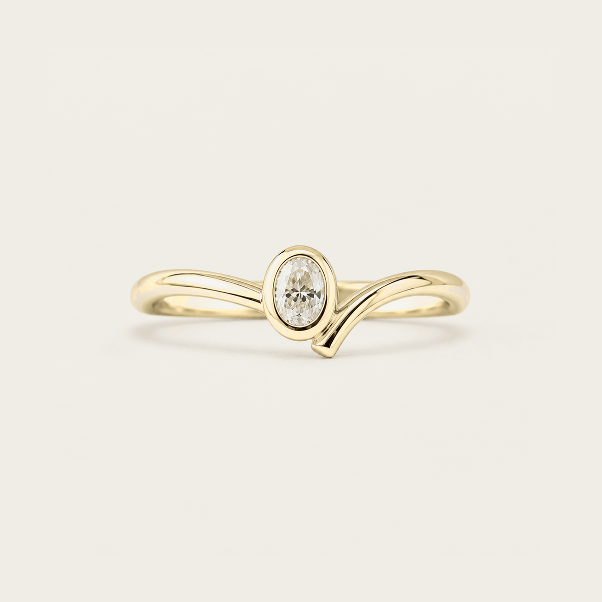 R4411 Oval Bezel Wave Ring in Gold product photo