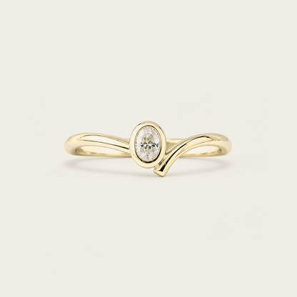 R4411 Oval Bezel Wave Ring in Gold product photo