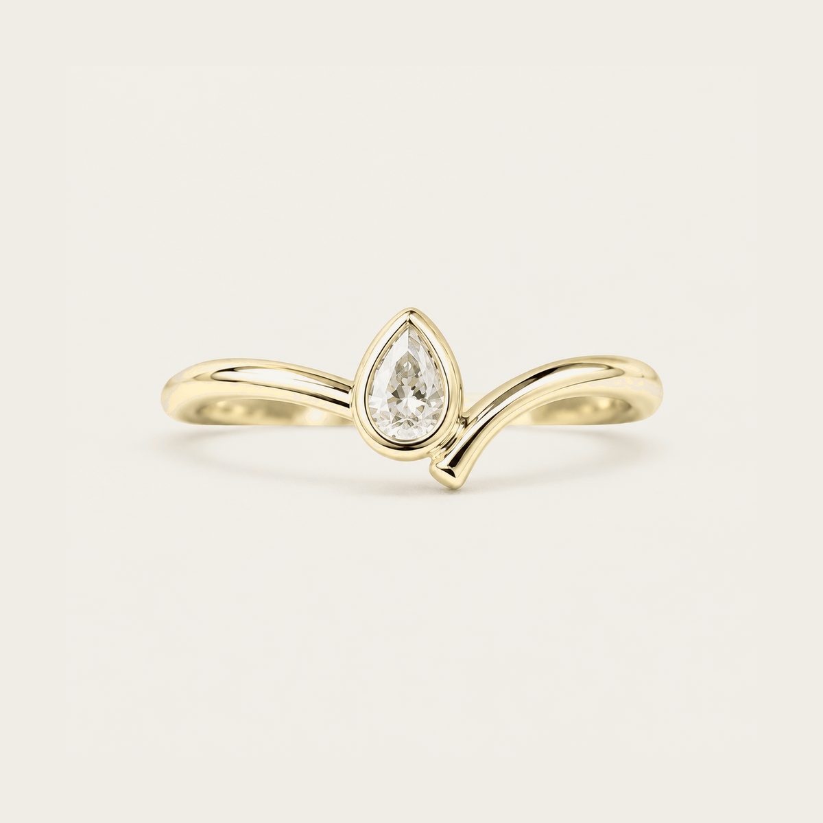 R4413 Pear Bezel Wave Ring in Gold product photo