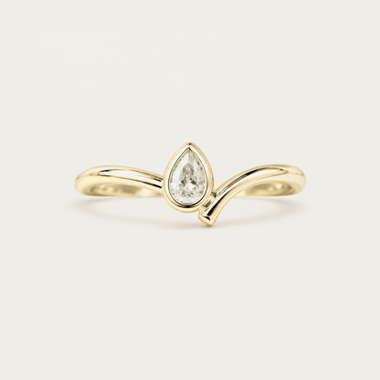 R4413 Pear Bezel Wave Ring in Gold product photo
