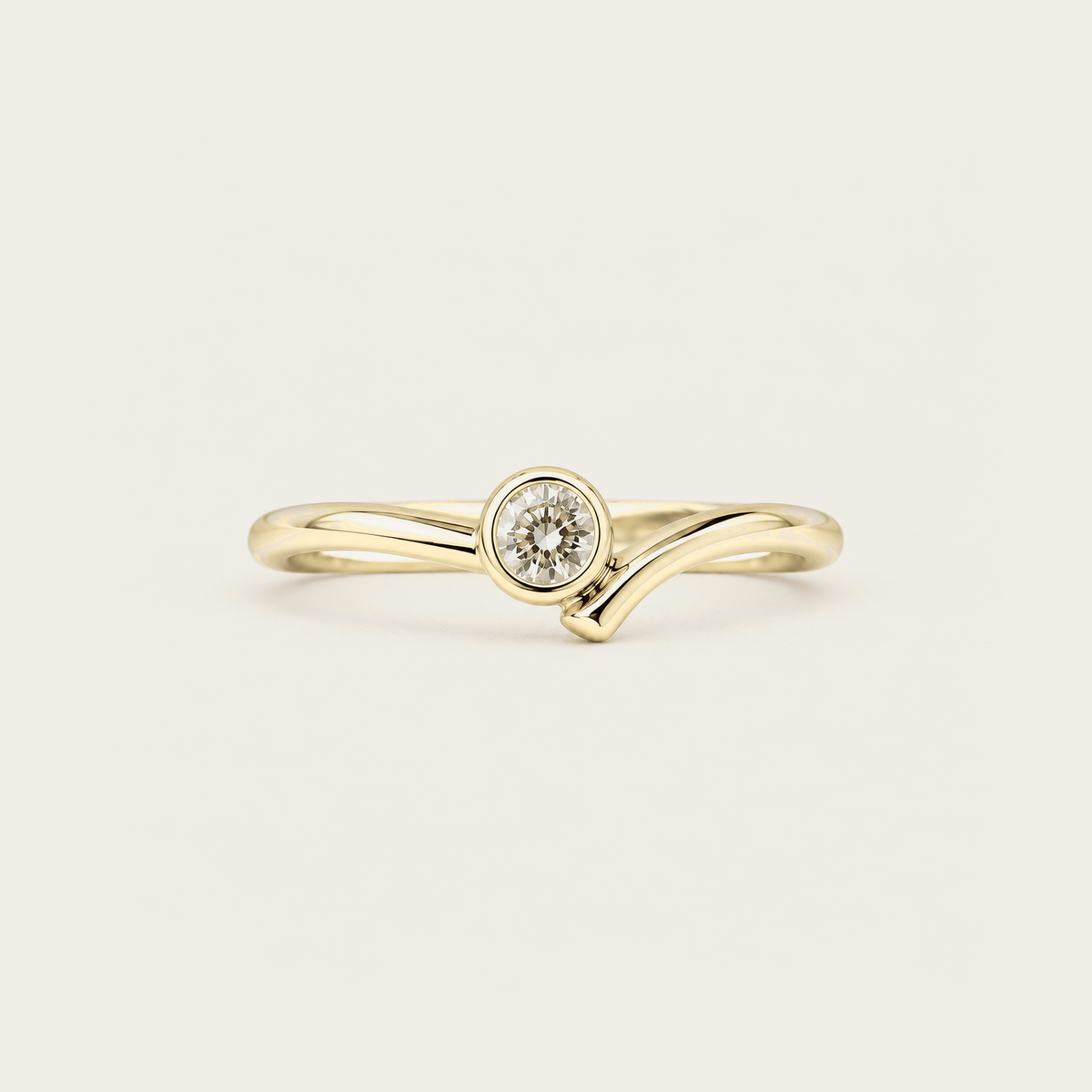 R4414 Round Bezel Wave Ring in Gold product photo