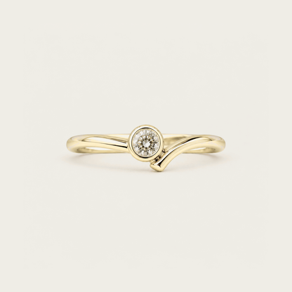 R4414 Round Bezel Wave Ring in Gold product photo