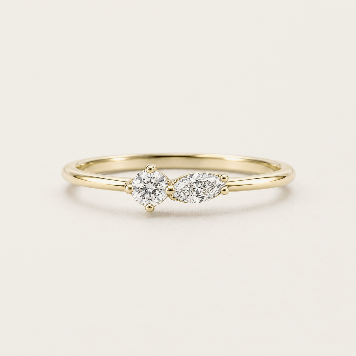 R4416 Round and Marquise Diamond Ring in Gold product photo