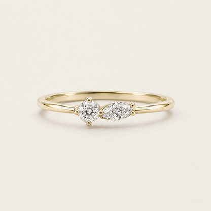 R4416 Round and Marquise Diamond Ring in Gold product photo