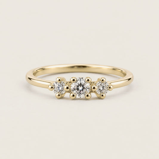 Three Round Diamond Ring in Gold