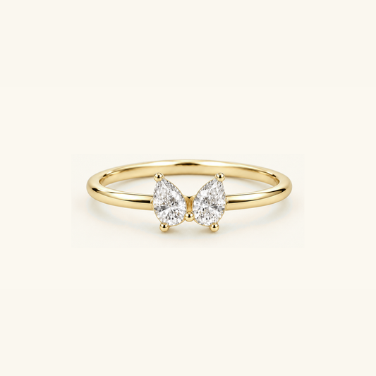 Double Pear Diamond Ring in Gold