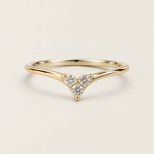 Chevron Diamond Ring in Gold