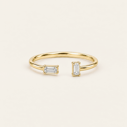 Open Baguette Diamond Ring in Gold