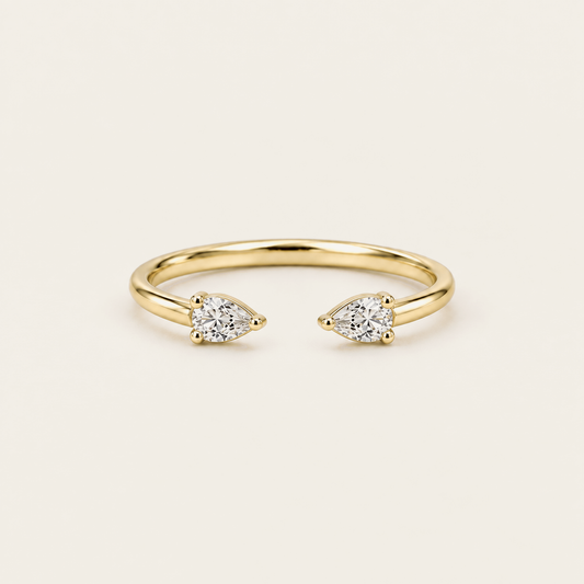 Open Pear Diamond Ring in Gold