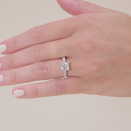 Pavé Princess Cut Diamond Ring On Body