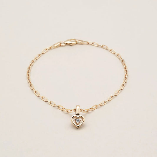 The Heart Charm Bracelet. 14K Solid Recycled Gold.