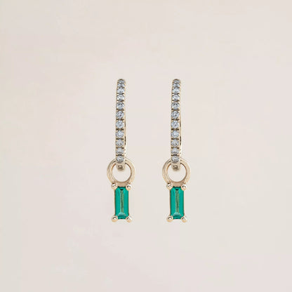 Emerald Charms on Pavé Large Hoops