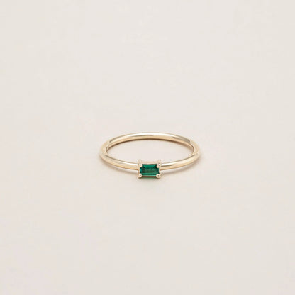 The Emerald Mini Baguette Ring. Recycled solid 14K gold.