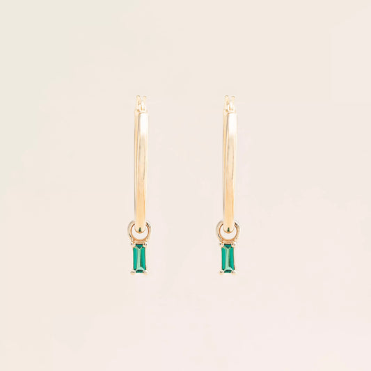 The Hollow Emerald Charm Hoops 23mm