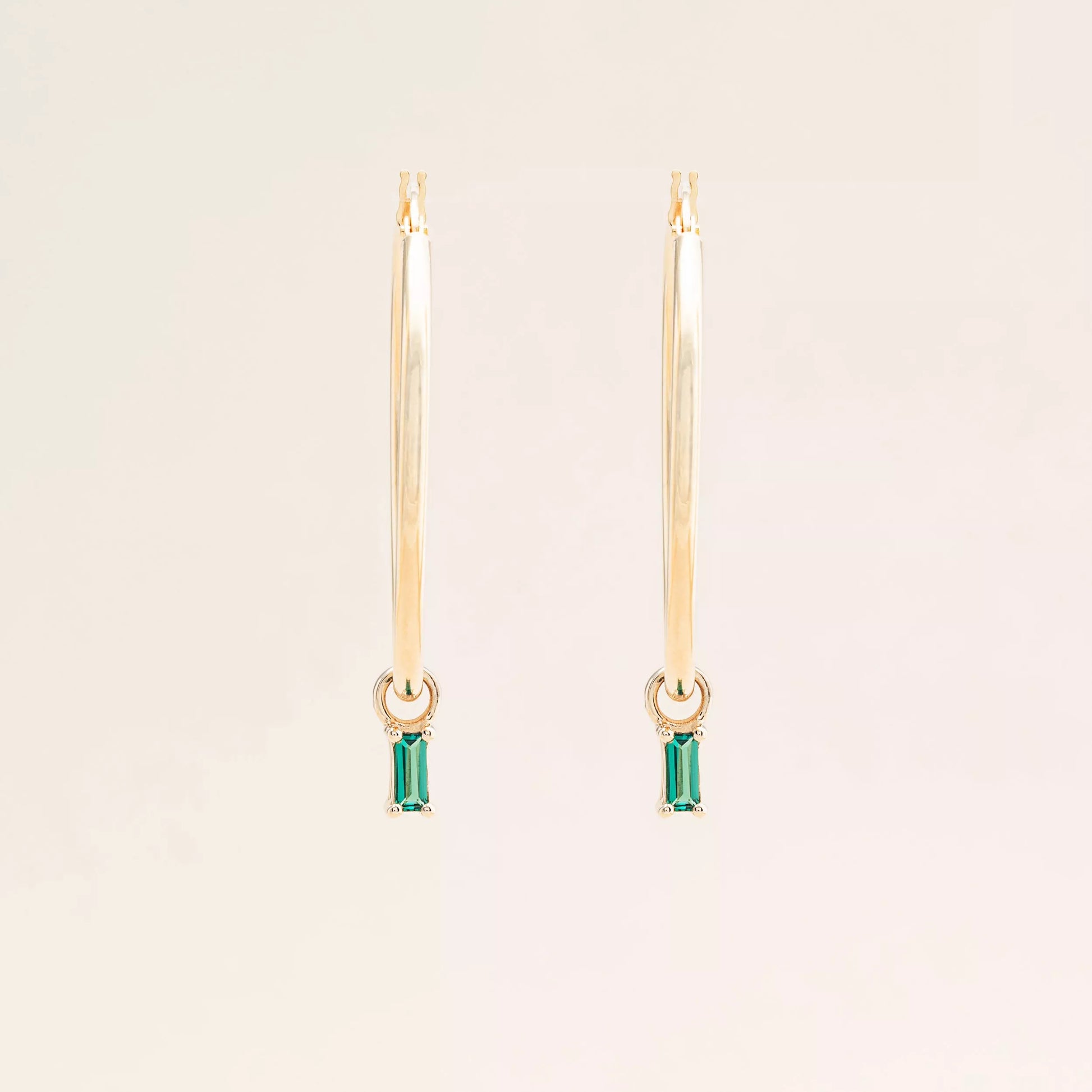 The Hollow Emerald Charm Hoops 33mm