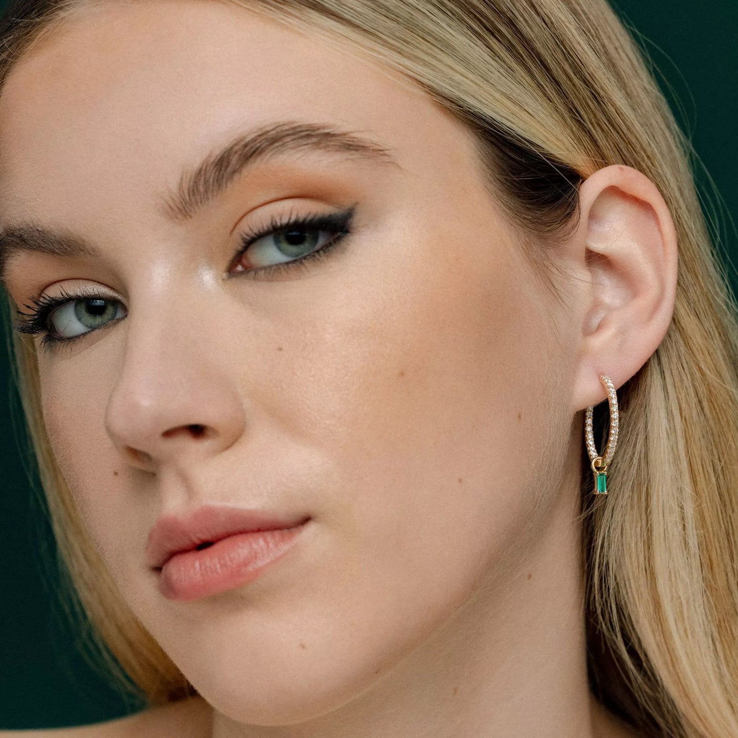 The Emerald Charm Large Pavé Hoops