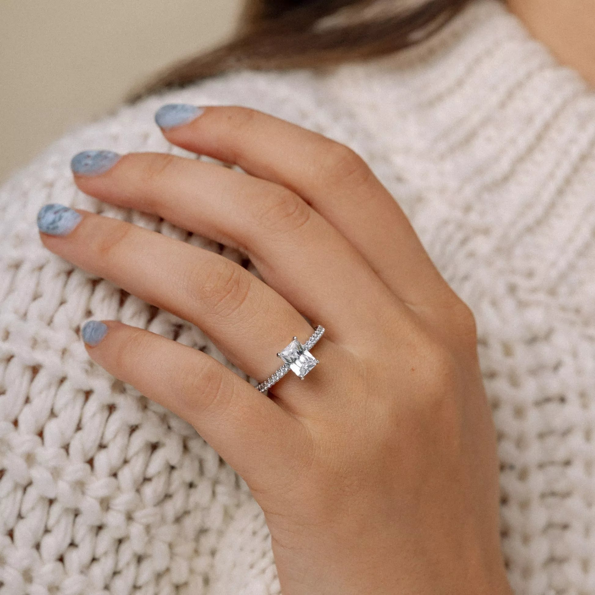 Radiant pave engagement ring deals