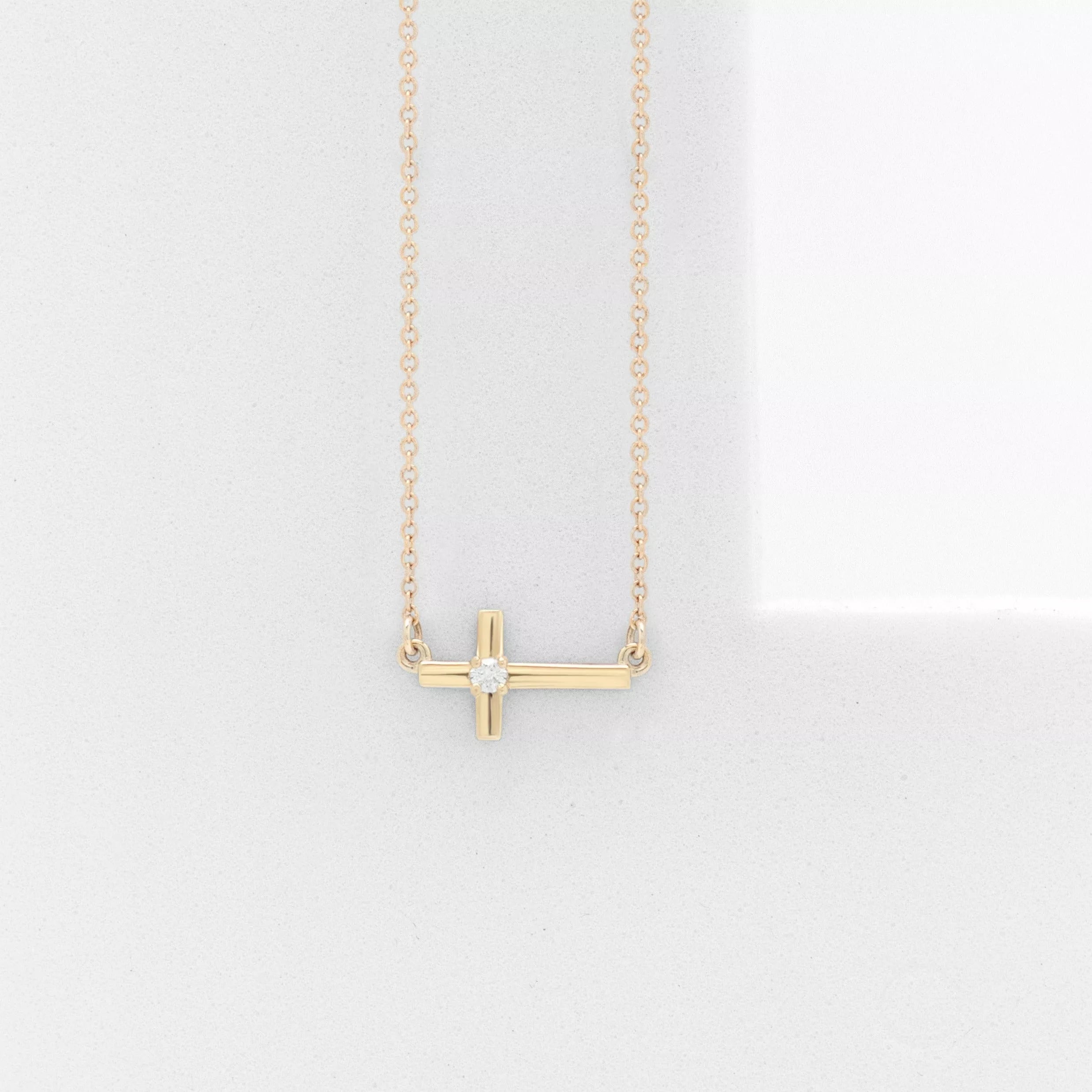 Mini Diamond Sideways Cross Necklace – George the Jeweler