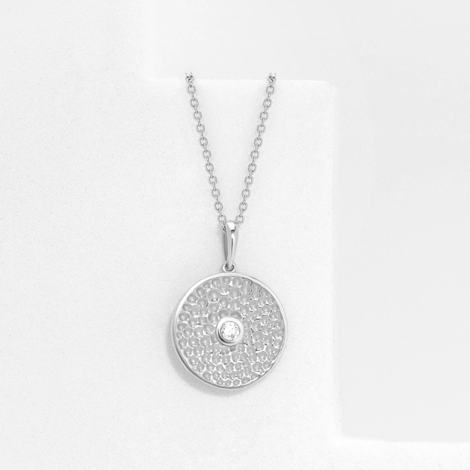 Proud Diamond Disc Diamond Necklace 14K Recycled White