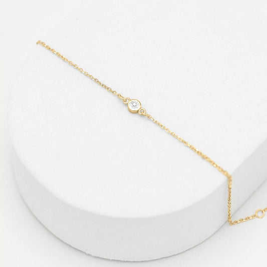 Proud Diamond Bezel Station Diamond Bracelet 14K Recycled Gold 
