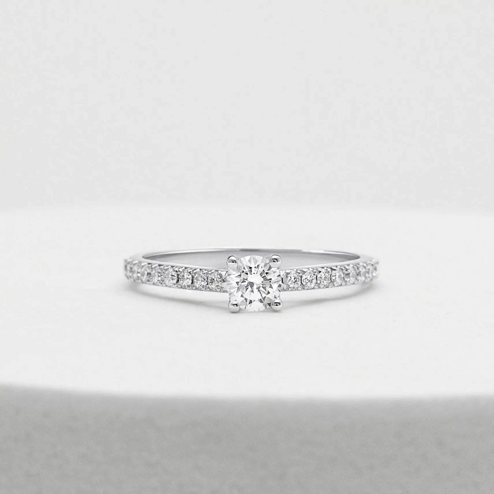 Round Cut Solitaire Engagement Ring with Pav