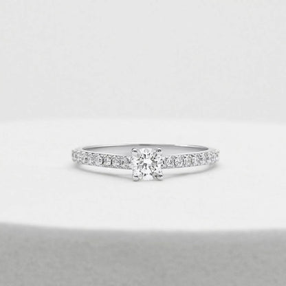 Round Cut Solitaire Engagement Ring with Pavé